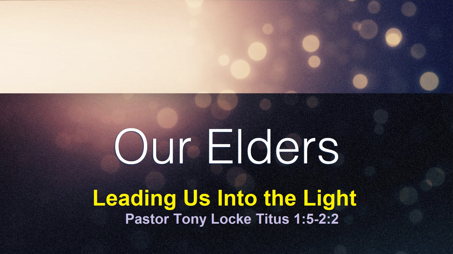 Elders Leading Us Into the Light Anthony R Locke Associate Reformed Presbyterian Synod